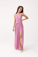 Load image into Gallery viewer, Brocade Maxi Dress Tie Neck
