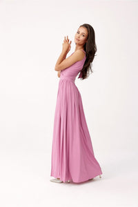 Brocade Maxi Dress Tie Neck