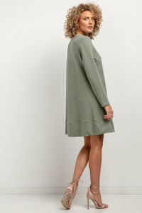 Sweatshirt Knit Mini Dress | Trapezoidal Cut