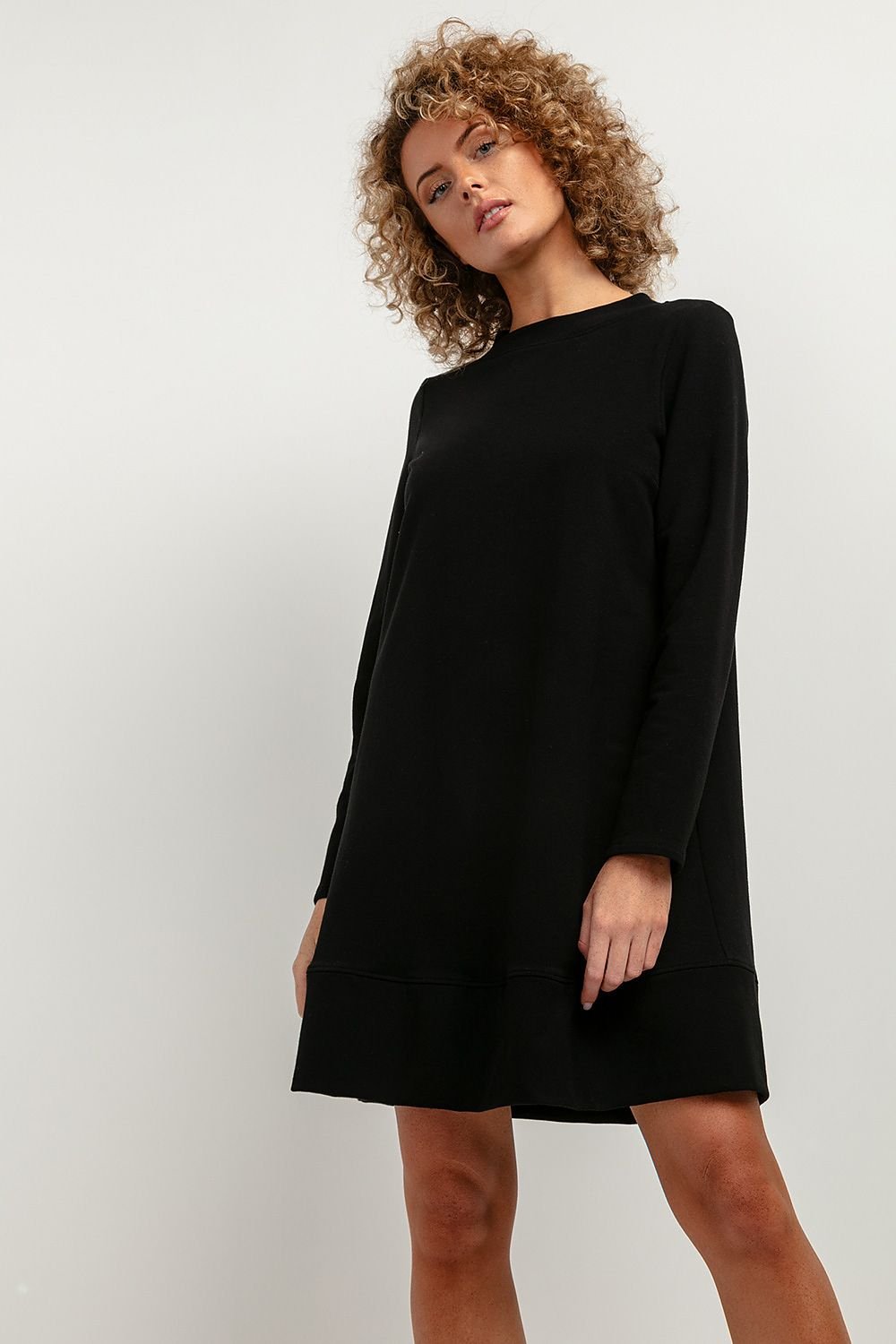 Sweatshirt Knit Mini Dress | Trapezoidal Cut