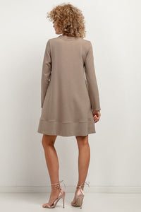 Sweatshirt Knit Mini Dress | Trapezoidal Cut