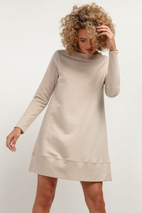 Sweatshirt Knit Mini Dress | Trapezoidal Cut