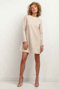 Sweatshirt Knit Mini Dress | Trapezoidal Cut