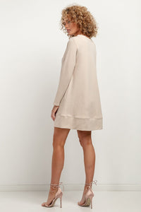 Sweatshirt Knit Mini Dress | Trapezoidal Cut