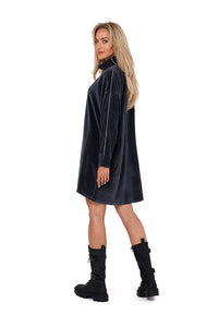 Trapeze Cut Velour Mini Dress