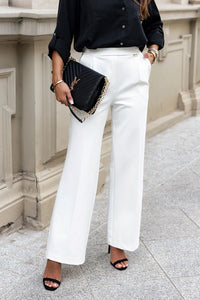 High Waist Trousers | Straight Leg Cropped Pants