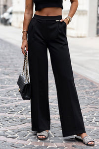 High Waist Trousers | Straight Leg Cropped Pants