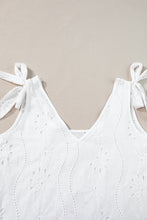 Load image into Gallery viewer, V Neck Tank Top | White Embroidery Patterned Knotted Straps
