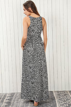 Load image into Gallery viewer, Gray Leopard Print Pocketed Sleeveless Maxi Dress
