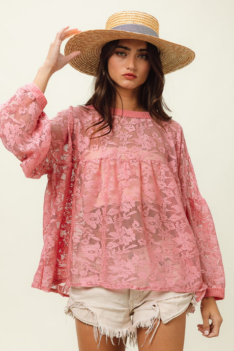 Womens Blouse | BiBi Floral Lace Long Sleeve Top | Tops/Blouses & Shirts