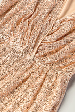 Load image into Gallery viewer, Sequin Dress | Apricot Wrapped V-neck Dress
