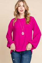 Load image into Gallery viewer, Magenta Pink Balloon Sleeve Top
