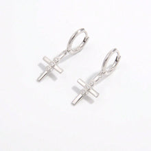 Load image into Gallery viewer, 925 Sterling Silver Zircon Cross Earrings | earrings
