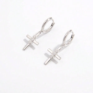 925 Sterling Silver Zircon Cross Earrings | earrings