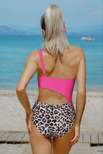 Load image into Gallery viewer, Rose Leopard Patchwork Asymmetric Cutout One Piece Swimsuit | Swimwear/One Piece Swimsuit
