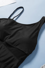 Load image into Gallery viewer, Black One-shoulder Mesh Cuouts Monokini
