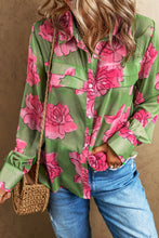 Load image into Gallery viewer, Womens Blouse | Green Floral Print Pleated Detail Puff Sleeve Shirt | Tops/Blouses &amp; Shirts
