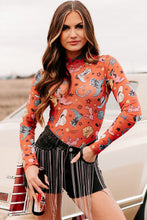 Load image into Gallery viewer, Orange Rodeo Bound Printed Long Sleeve Bodysuit
