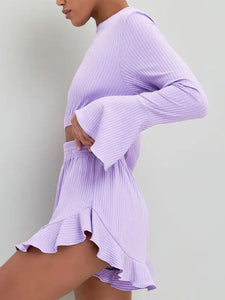 Top & Ruffled Shorts Set Loungewear