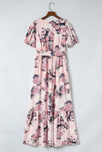 Load image into Gallery viewer, Womens Maxi Dress | Pink Floral Puff Sleeve High Waist Maxi Dress | Dresses/Floral Dresses
