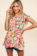Load image into Gallery viewer, Babydoll Blouse |  Floral Peplum Babydoll Top
