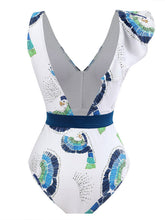 Load image into Gallery viewer, Womens Swimsuit | Tied Printed V-Neck Sleeveless One-Piece Swimwear
