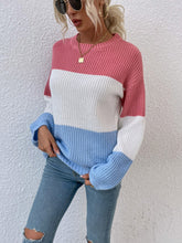 Load image into Gallery viewer, Color Block Round Neck Sweater
