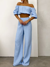 Load image into Gallery viewer, Top &amp; Pants Set | Off Shoulder Long Sleeve Pants Set
