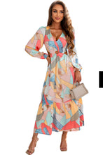 Load image into Gallery viewer, Maxi Dress | Multicolor Abstract Print Long Sleeve
