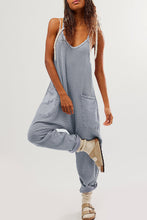 Load image into Gallery viewer, Gray Jumpsuit | Gray Waffle Knit Spaghetti Straps Loose Fit
