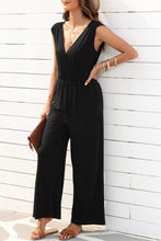 Load image into Gallery viewer, Black Deep V Pleated Crisscross Wide Leg Backless Jumpsuit | Bottoms/Jumpsuits &amp; Rompers
