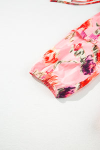 High Waist Mini Dress | Pink Abstract Print Dress