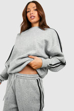 Load image into Gallery viewer, Light Grey Solid Color Side Striped Sweatshirt Active Set
