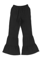 Load image into Gallery viewer, Black Textured High Waist Ruffled Bell Bottom Pants | Bottoms/Pants &amp; Culotte
