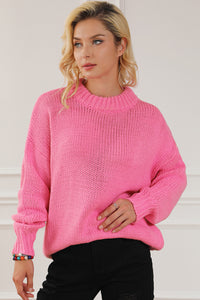 Rose Red Chunky Knit Turtle Neck Drop Shoulder Sweater | Tops/Sweaters & Cardigans