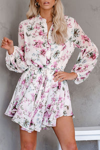 Vintage Floral Print Drawstring Flowy Dress | Dresses/Floral Dresses