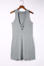 Load image into Gallery viewer, Knit Sleeveless Dress | Gray Crisscross Cut-Out Back Dress
