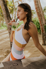 Load image into Gallery viewer, Multicolor Striped Criss Cross Backless One-piece Swimwear | Swimwear/One-Piece Swimsuit
