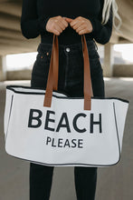 Load image into Gallery viewer, White BEACH PLEASE Print Large Canvas Tote Bag | Shoes &amp; Bags/Handbags
