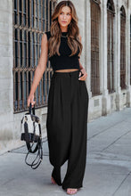 Load image into Gallery viewer, Black Pleated Elegant Wide Leg Pants | Bottoms/Pants &amp; Culotte
