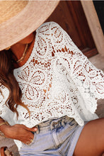 Load image into Gallery viewer, Oatmeal Bohemian Macrame Lace Crochet Half Sleeve Blouse
