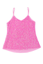 Load image into Gallery viewer, Pink Sequin Adjustable Straps Tank Top | Tops/Tank Tops
