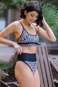 Leopard Panel High waisted swimsuits | Swimwear/High Waisted Swimsuit