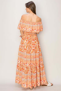 Maxi Dress | Floral Off-Shoulder Tie Front Maxi Dress