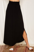 Load image into Gallery viewer, Black Smocked High Waist Maxi Skirt with Slit | Bottoms/Skirts &amp; Petticoat
