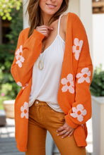 Load image into Gallery viewer, Flower Open Front Long Sleeve Cardigan
