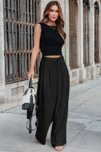 Load image into Gallery viewer, Black Pleated Elegant Wide Leg Pants | Bottoms/Pants &amp; Culotte
