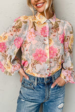 Load image into Gallery viewer, Pink All Floral Puff Sleeve Collared Shirt | Tops/Blouses &amp; Shirts
