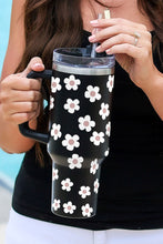 Load image into Gallery viewer, Black Floret Print Stainless Tumbler With Lid And Straw 40oz | Accessories/Tumblers
