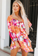 Load image into Gallery viewer, Orange Abstract Print Lace-up Sweetheart Neck Smocked Mini Dress | Dresses/Mini Dresses
